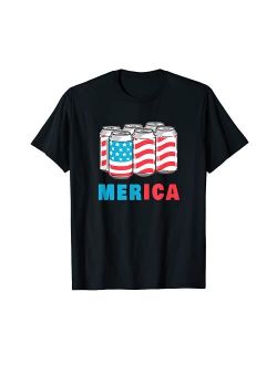 Merica Flag July 4th Beer Patriotic Clothing Co Merica Funny 4th of July Beer Patriotic USA Flag American T-Shirt