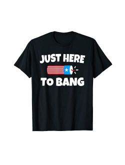 Usa Humor Retro American 4th July Outfits Funny Just Here To Bang 4th of July Humor USA Patriotic T-Shirt