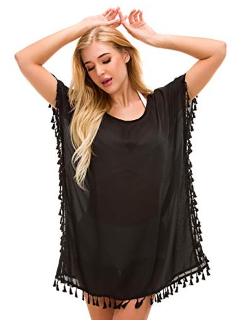 Tandisk Women's Chiffon Swimsuit Beach Bathing Suit Cover Ups for Swimwear