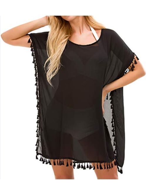 Tandisk Women's Chiffon Swimsuit Beach Bathing Suit Cover Ups for Swimwear