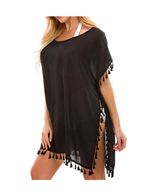 Tandisk Women's Chiffon Swimsuit Beach Bathing Suit Cover Ups for Swimwear