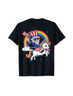 Lique Patriotic Unicorn Uncle Sam 4th of July Mericorn Men Women USA Flag T-Shirt