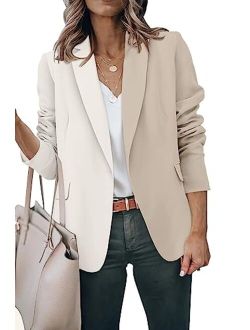 ZDLONG Womens Slim Blazer Jackets Long Sleeve Lapel Button Up Work Office Coat