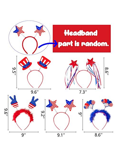 Moon Boat 10PCS Patriotic Head Boppers Headband - Star Uncle Sam Hat Balloons- Fourth 4th of July Party Accessories Favors Decorations