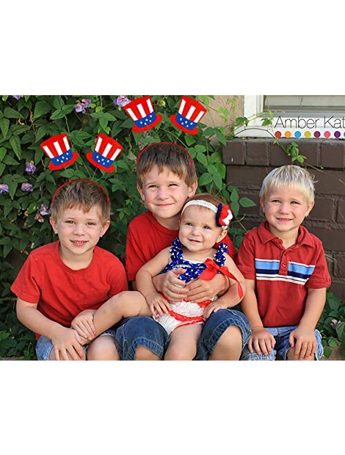 Moon Boat 10PCS Patriotic Head Boppers Headband - Star Uncle Sam Hat Balloons- Fourth 4th of July Party Accessories Favors Decorations
