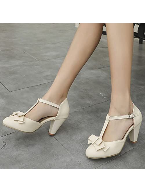 ErikenUrben Women Sweet Mary Jane Pumps Shoes Bowtie