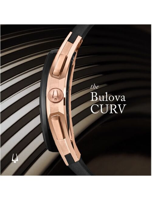 Bulova Men's Chronograph Curv Black Rubber Strap Watch 44mm