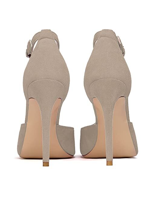 Mettesally Women's T-Strap High Heels Peep Toe Stiletto Heel Sexy Sandals Wedding Party Prom Dress Shoes