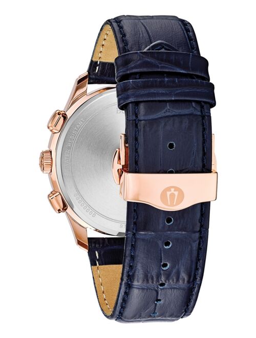 Bulova Men's Chronograph Wilton Blue Leather Strap Watch 46.5mm