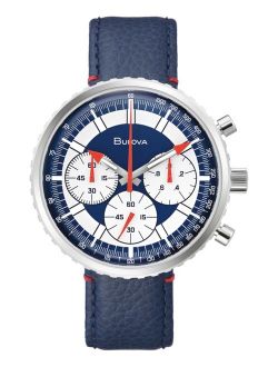 Men's Archive Series Chronograph C Blue Leather Strap Watch 46mm