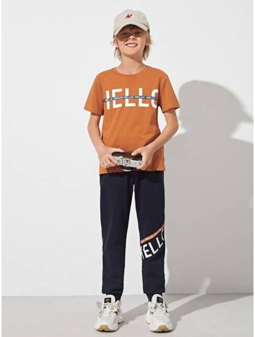 SHEIN Boys Letter Graphic Tee & Joggers Set