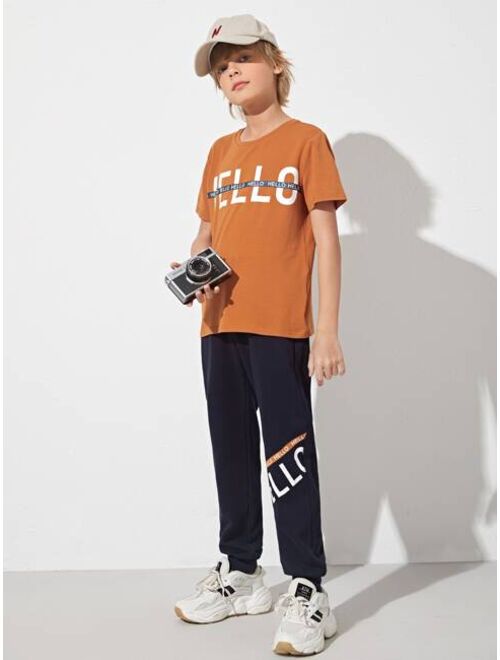 SHEIN Boys Letter Graphic Tee & Joggers Set