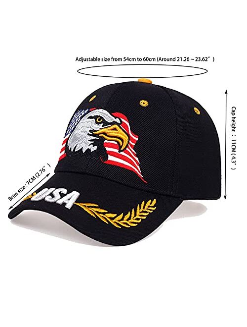 Izus USA-Flag Eagles-Hat American Baseball-Cap Embroidered