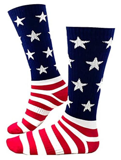 Tstars American Flag Socks Men Women Patriotic USA 4th of July Red White and Blue Socks