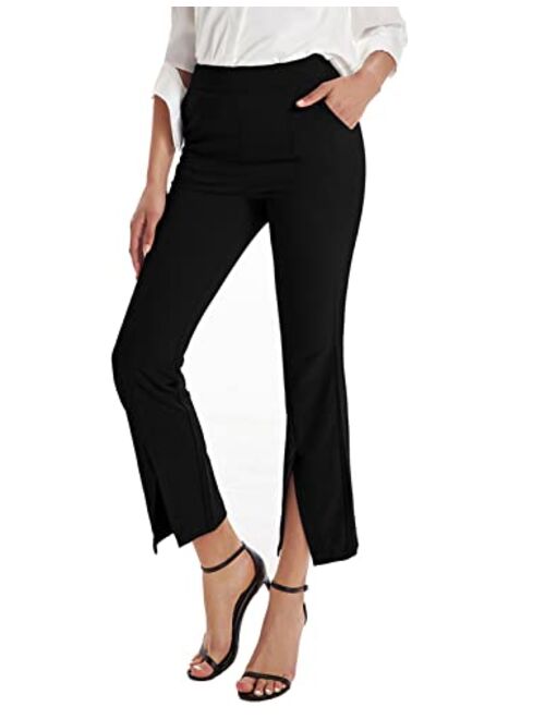 GRACE KARIN Women's Split Front Dress Pants Business Casual Work Crop Pants High Waisted Trousers with Pockets