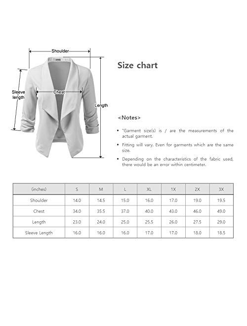 NINEXIS Womens Casual Work 3/4 Sleeve Open Front Blazer Jacket with Plus Size