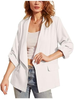 Genhoo Blazer Jackets for Women Open Front Long Sleeve Casual Work Office Blazers with Pockets S-2XL