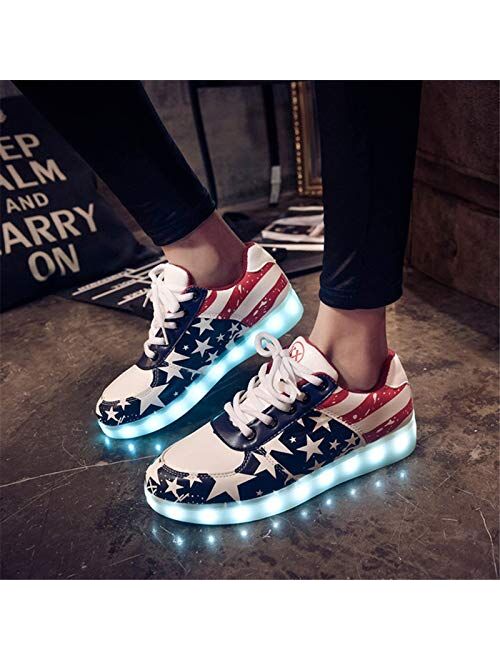 IGxx LED Shoes for Men USA Star LED Sneakers USB Recharging Light Up Shoes LED Women Glowing Luminous Flashing Shoes Kids