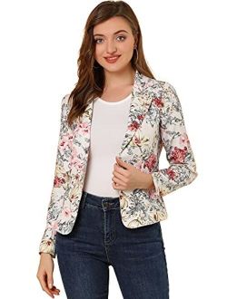 Women's Long Sleeve Notch Lapel Open-Front Allover Printed Casual Blazer Jacket