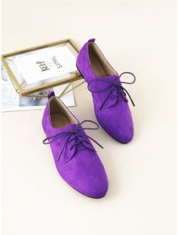 Suede Lace-up Front Oxford Shoes