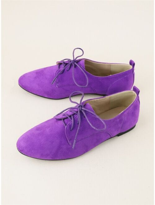 Shein Suede Lace-up Front Oxford Shoes