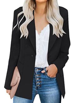 LookbookStore Women's Casual Check Plaid Loose Buttons Work Office Blazer Suit