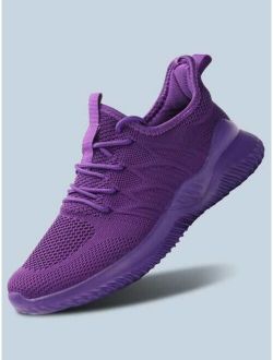 Knit Detail Lace up Front Breathable Running Shoes