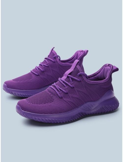 Shein Knit Detail Lace up Front Breathable Running Shoes
