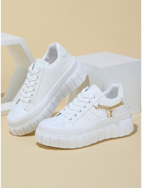 Shein Chain Decor Lace-up Front Skate Shoes