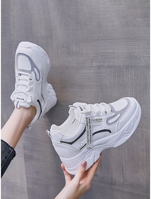 Shein Letter Graphic Lace Up Front Chunky Sneakers