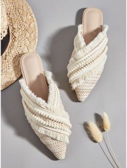 Fray Detail Point Toe Mules
