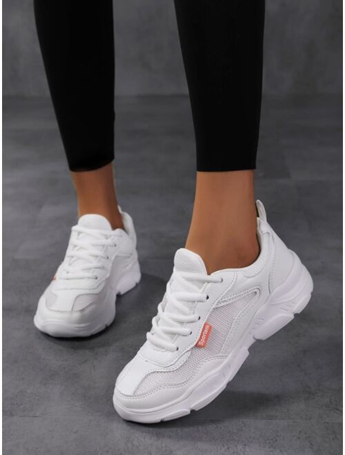 Shein Mesh Panel Lace-up Front Sneakers