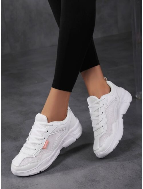 Shein Mesh Panel Lace-up Front Sneakers