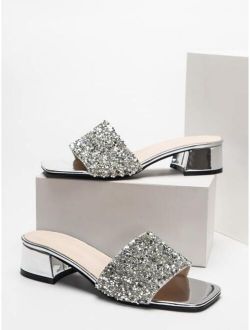 Sequin Decor Chunky Mules