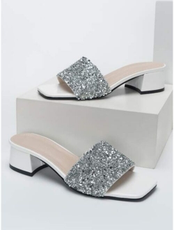 Sequin Decor Chunky Mules