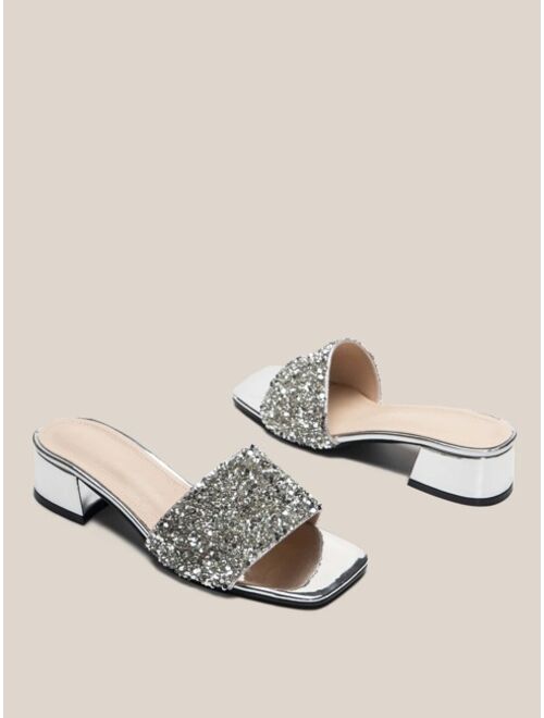 Shein Sequin Decor Chunky Mules