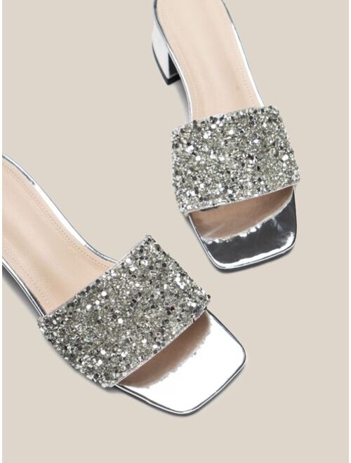 Shein Sequin Decor Chunky Mules
