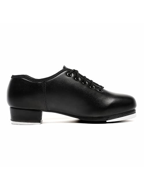 Bokimd Mens Lace Up Black Tap Shoes Leather Oxford Dance Shoe