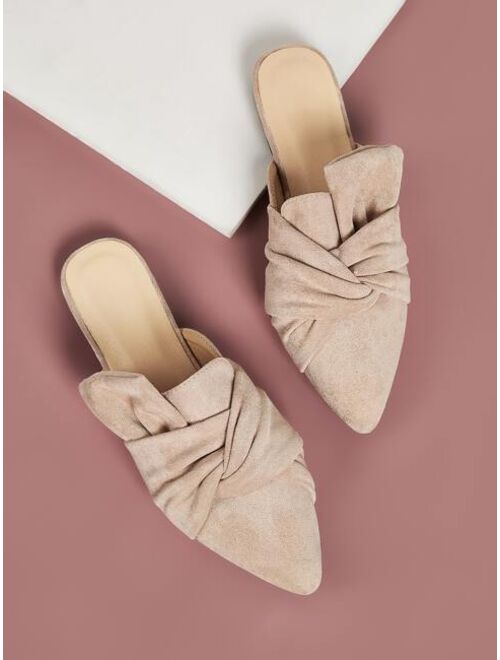 Shein Point Toe Ruched Flat Mules