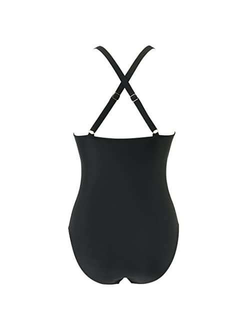 SUUKSESS Women Wrap Cut Out Push Up One Piece Swimsuit High Waisted Monokini Bathing Suit