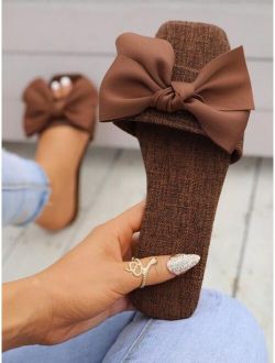 Bow Decor Slide Sandals