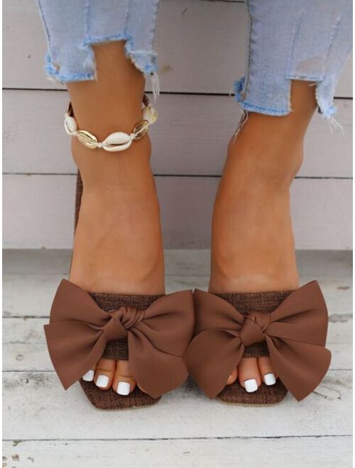 Shein Bow Decor Slide Sandals