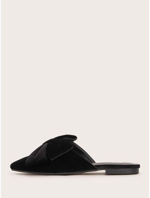Shein Bow Decor Point Toe Mules