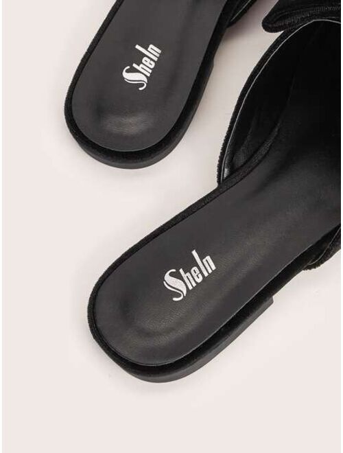 Shein Bow Decor Point Toe Mules