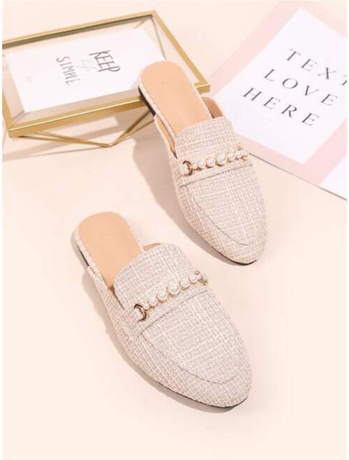 Shein Faux Pearl Decor Loafer Mules