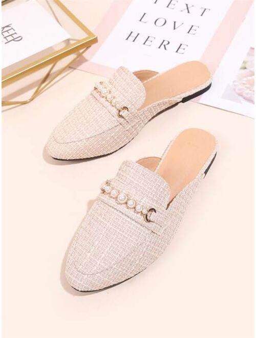 Shein Faux Pearl Decor Loafer Mules