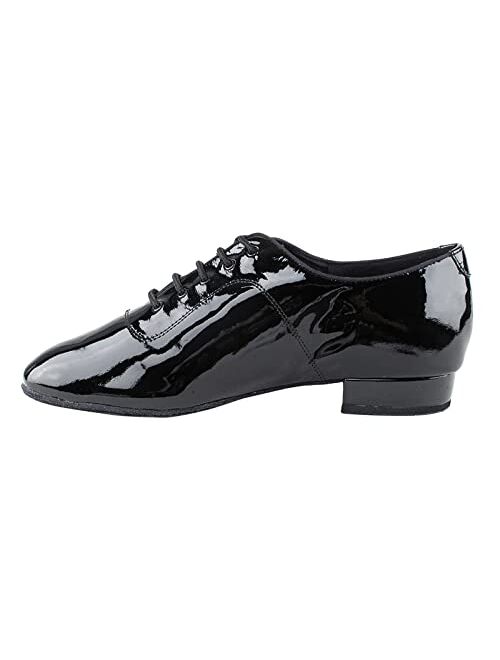 Very Fine Dancesport Shoes - Men's Waltz, Tango Standard & Smooth Ballroom Dance Shoes -CD1427DB Black Patent - 1 inch Heel & Foldable Shoe Brush
