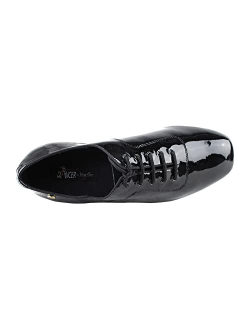 Very Fine Dancesport Shoes - Men's Waltz, Tango Standard & Smooth Ballroom Dance Shoes -CD1427DB Black Patent - 1 inch Heel & Foldable Shoe Brush