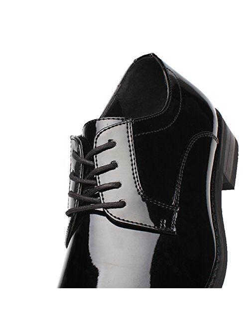 Faranzi Tuxedo Shoes Patent Leather Wedding Shoes for Men Cap Toe Lace up Formal Business Oxford Shoes