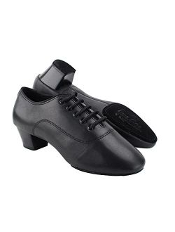 Very Fine Dancesport Shoes - Men's Latin & Rhythm Ballroom Dance Shoes - S417 Black Leather - 1.5 inch Heel & Wood Handle Shoe Brush